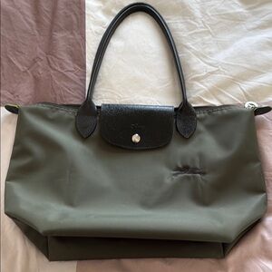 Longchamp Le Pliage Dark Olive Green Nylon Tote Bag Medium